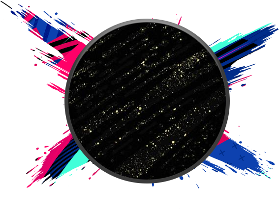 A Black Circle With Colorful Paint Splatters Around It