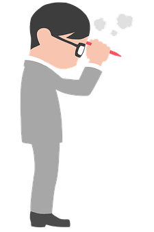 A Cartoon Of A Man Holding A Pen