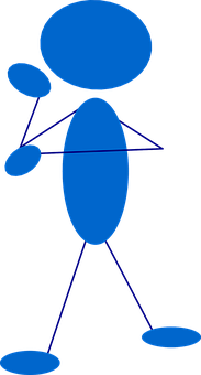 A Blue Stick Figure With A Black Background