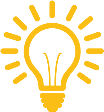 A Yellow Light Bulb With Rays Of Light Coming Out Of It