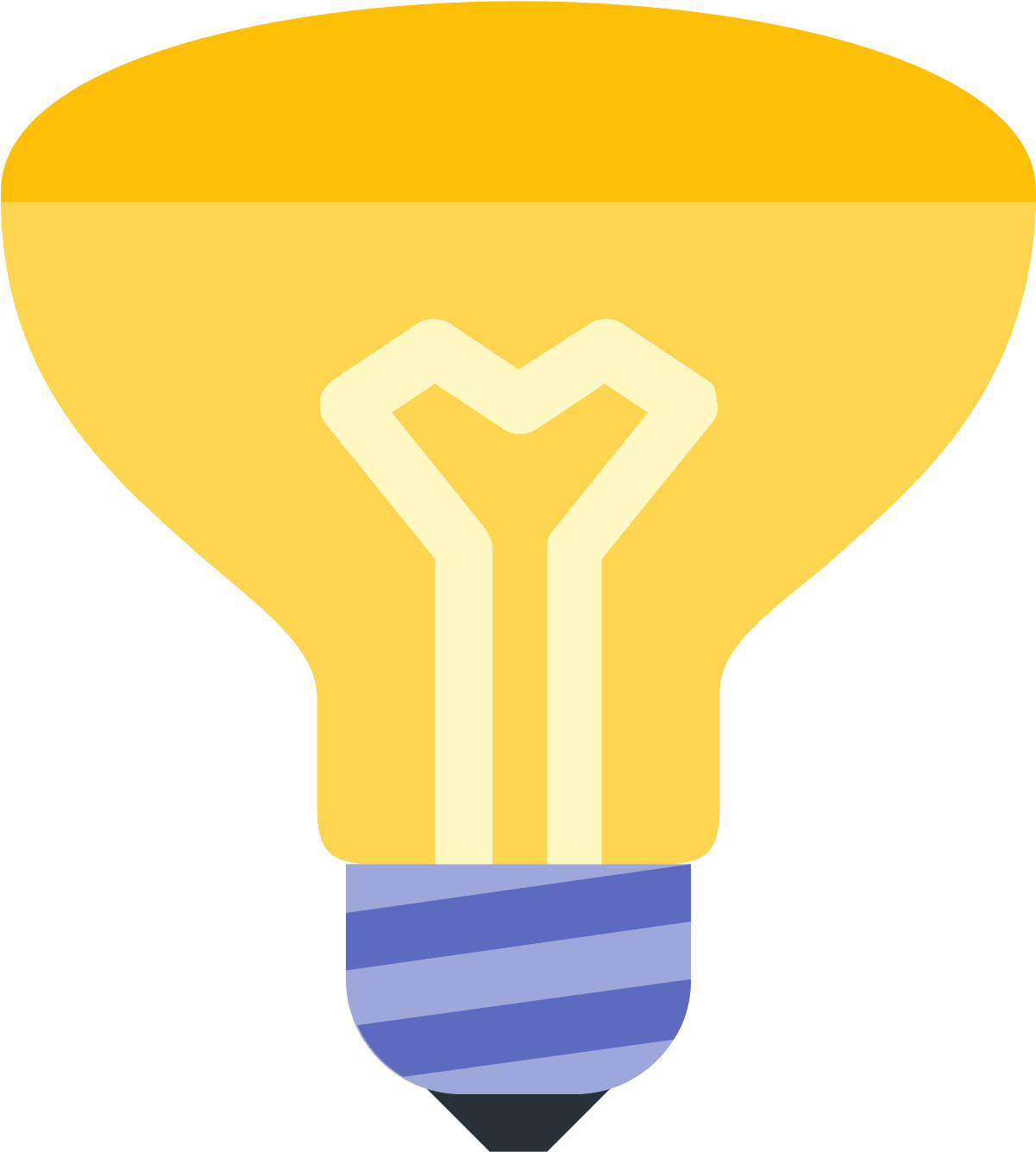 A Yellow Light Bulb With A Blue Strip