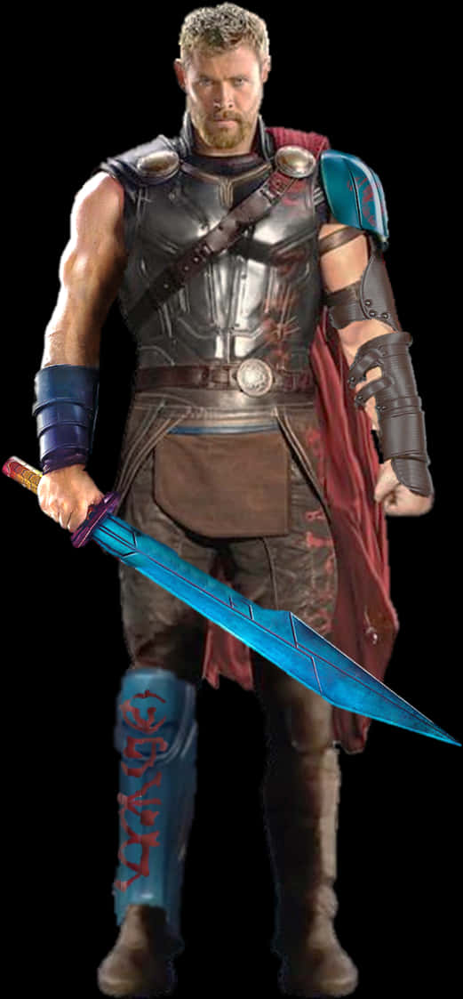 A Man In A Garment Holding A Sword