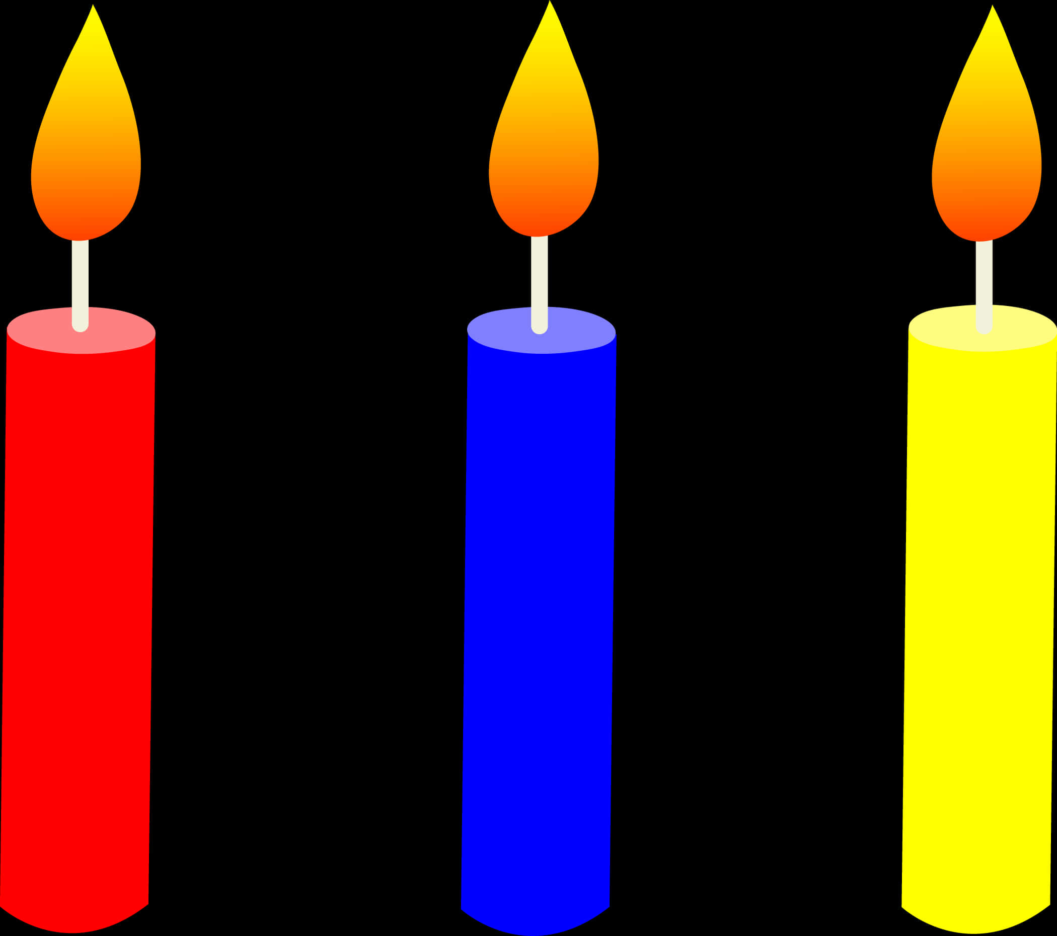 A Group Of Candles With Flame
