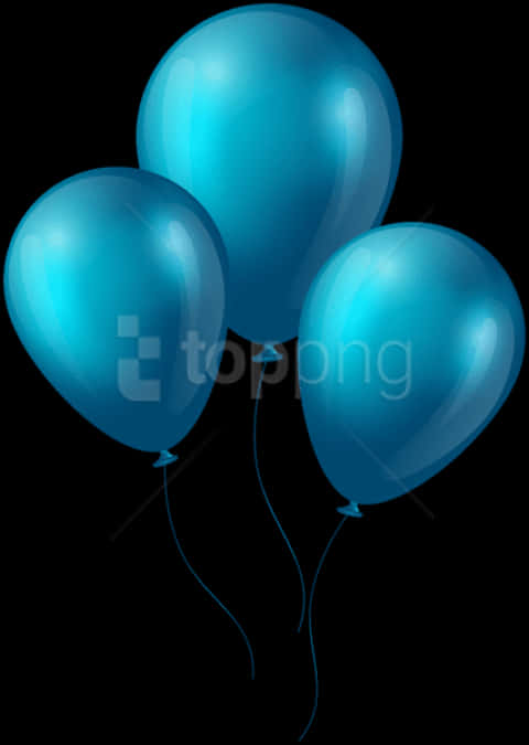 Three Shiny Blue Balloons Transparent Background