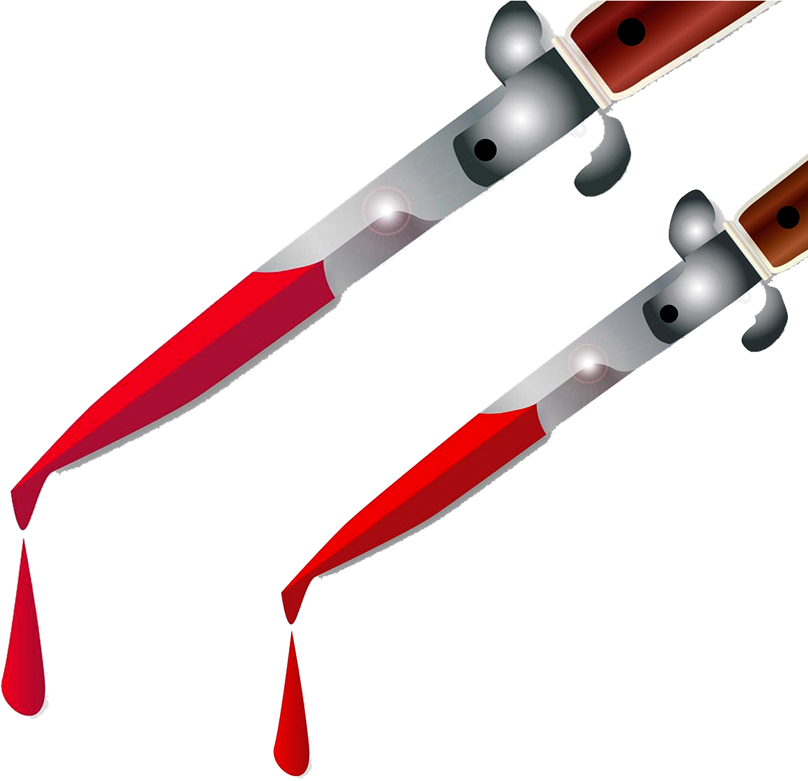 A Pair Of Knives With Red Liquid Dripping