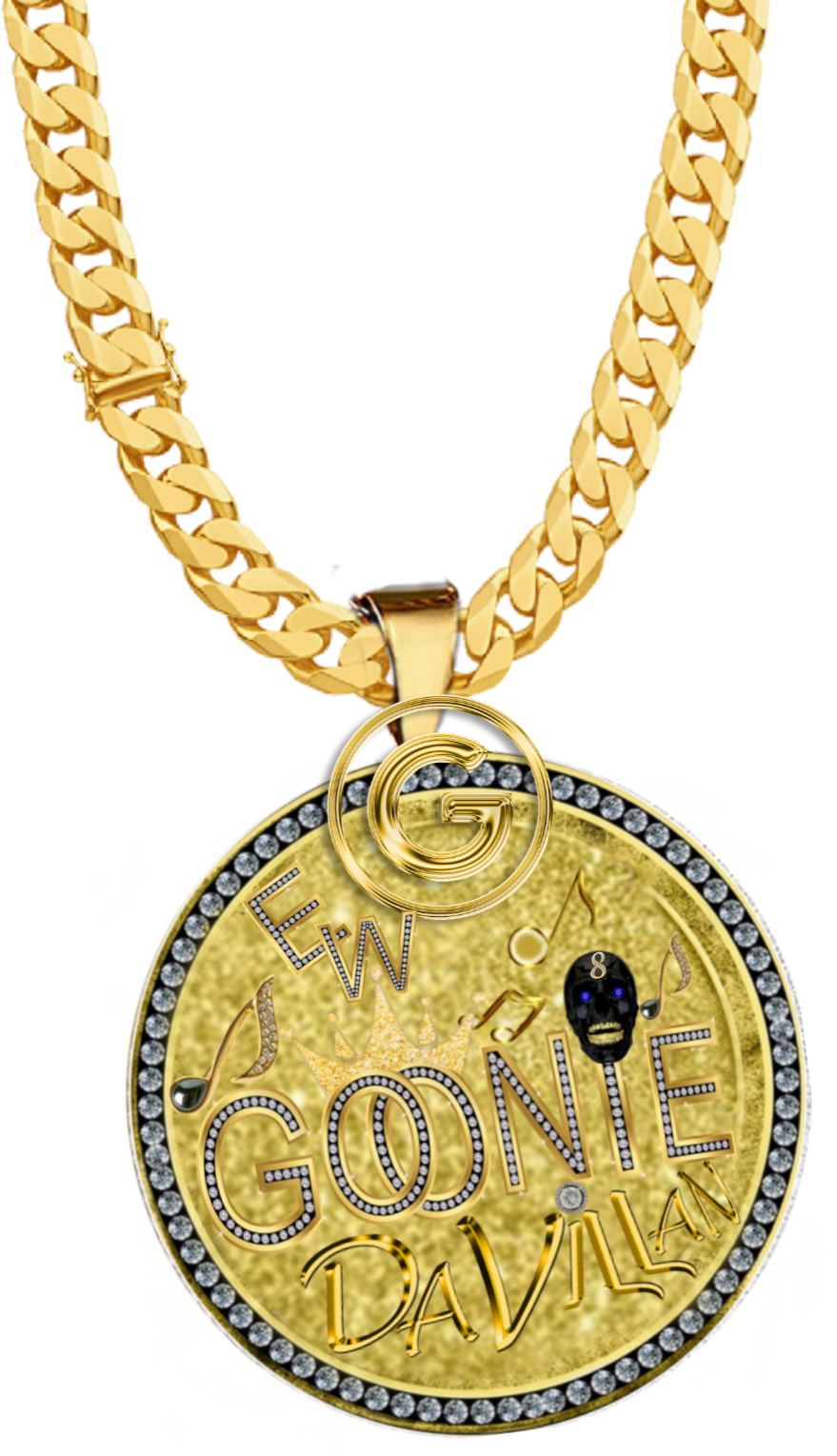 A Gold Chain With A Medallion