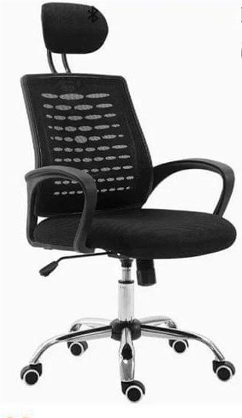 A Black Office Chair With A White Background