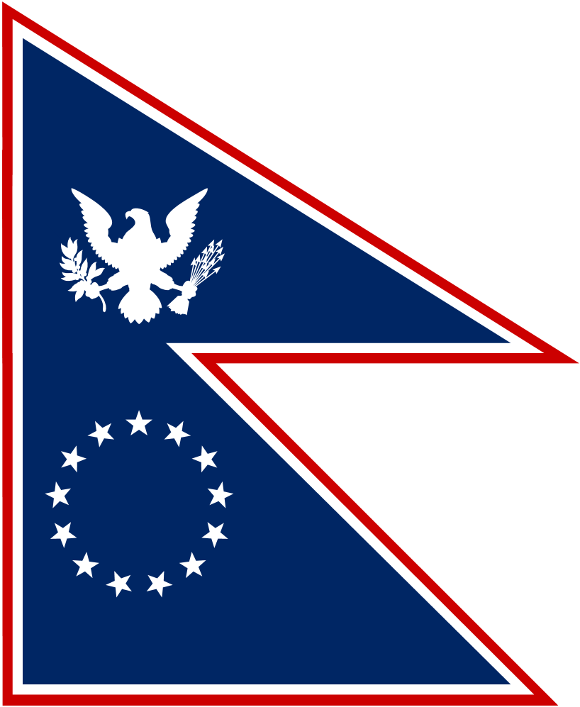 A Blue Triangle With A White Eagle And Stars