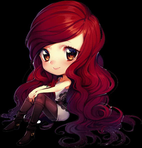 A Cartoon Of A Girl With Long Red Hair