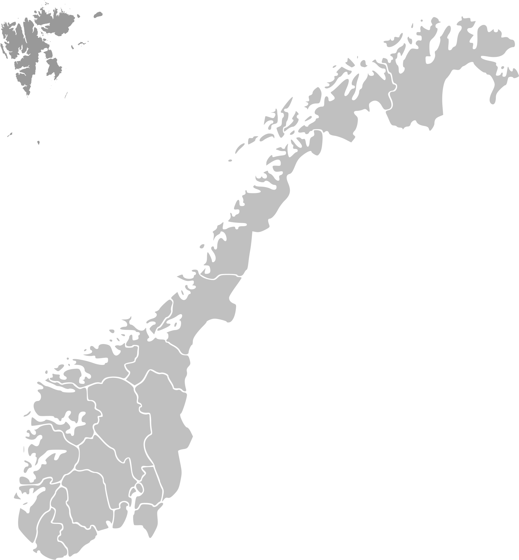 A Map Of Norway With Borders