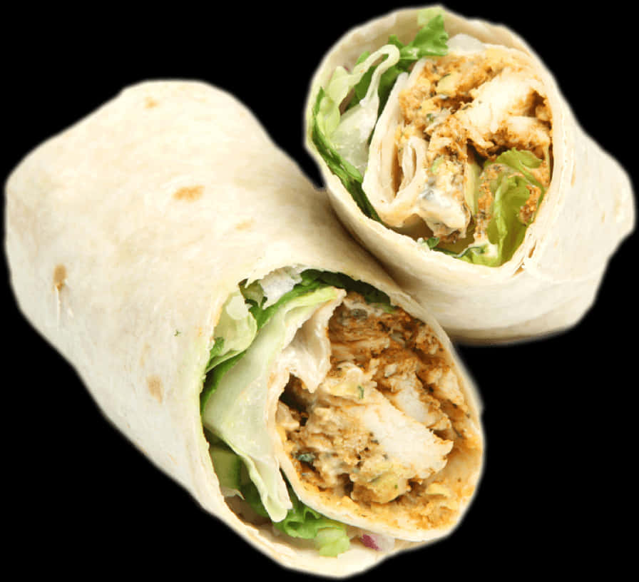 A Burrito With Chicken And Lettuce