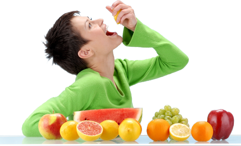 A Woman Eating A Lemon