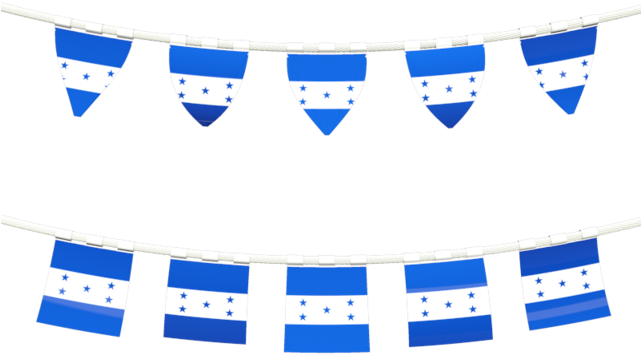 A Group Of Blue And White Flags