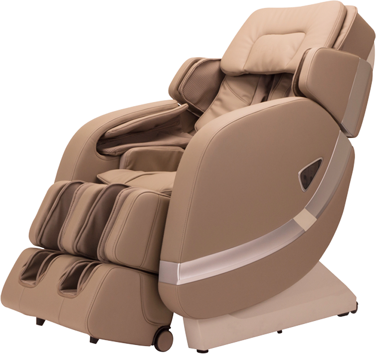 A Brown Massage Chair With Wheels