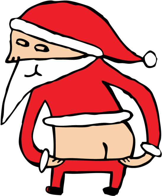 A Cartoon Of A Man Wearing A Santa Claus Garment