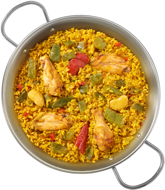 A Bowl Of Rice With Chicken And Vegetables