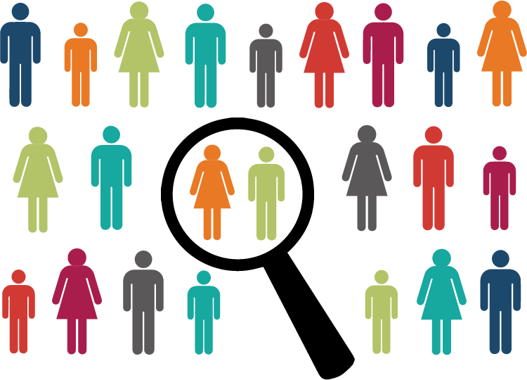 A Group Of People With Different Colored Figures