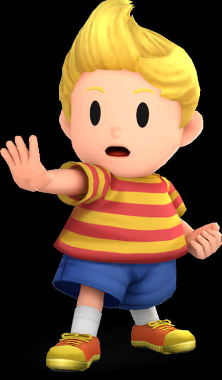 A Cartoon Character With A Red And Yellow Striped Shirt