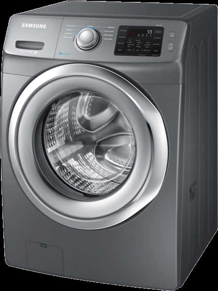A Silver Washing Machine With A Black Background