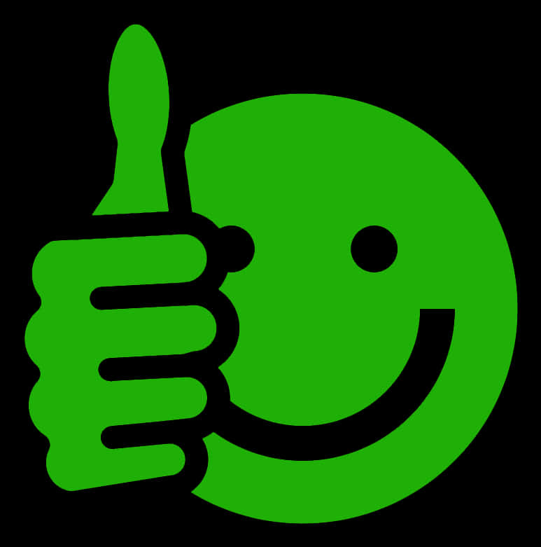 A Green Smiley Face With A Thumbs Up
