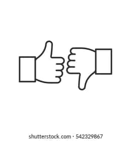 A Black Line Drawing Of A Thumbs Up And A Thumbs Down