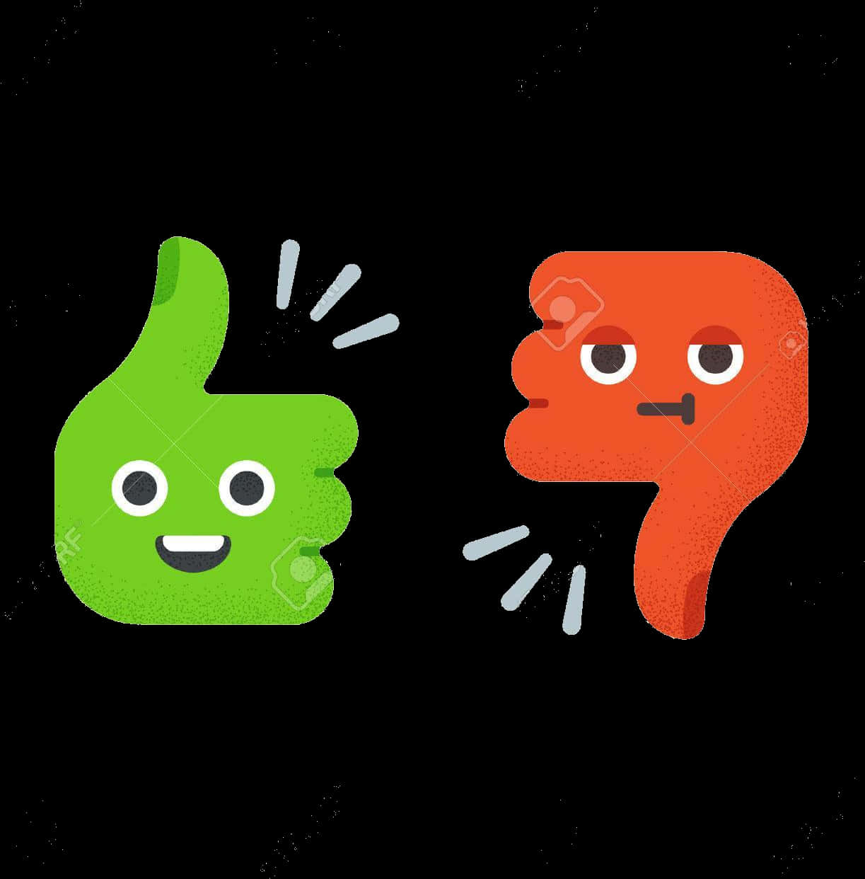 A Green And Orange Thumbs Up And Down