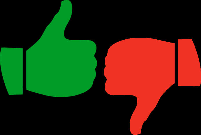 A Green And Red Thumbs Up And Down