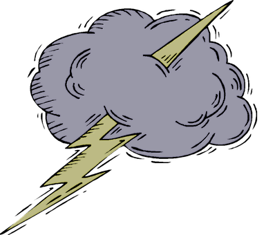 A Cloud With Lightning Bolts And Clouds