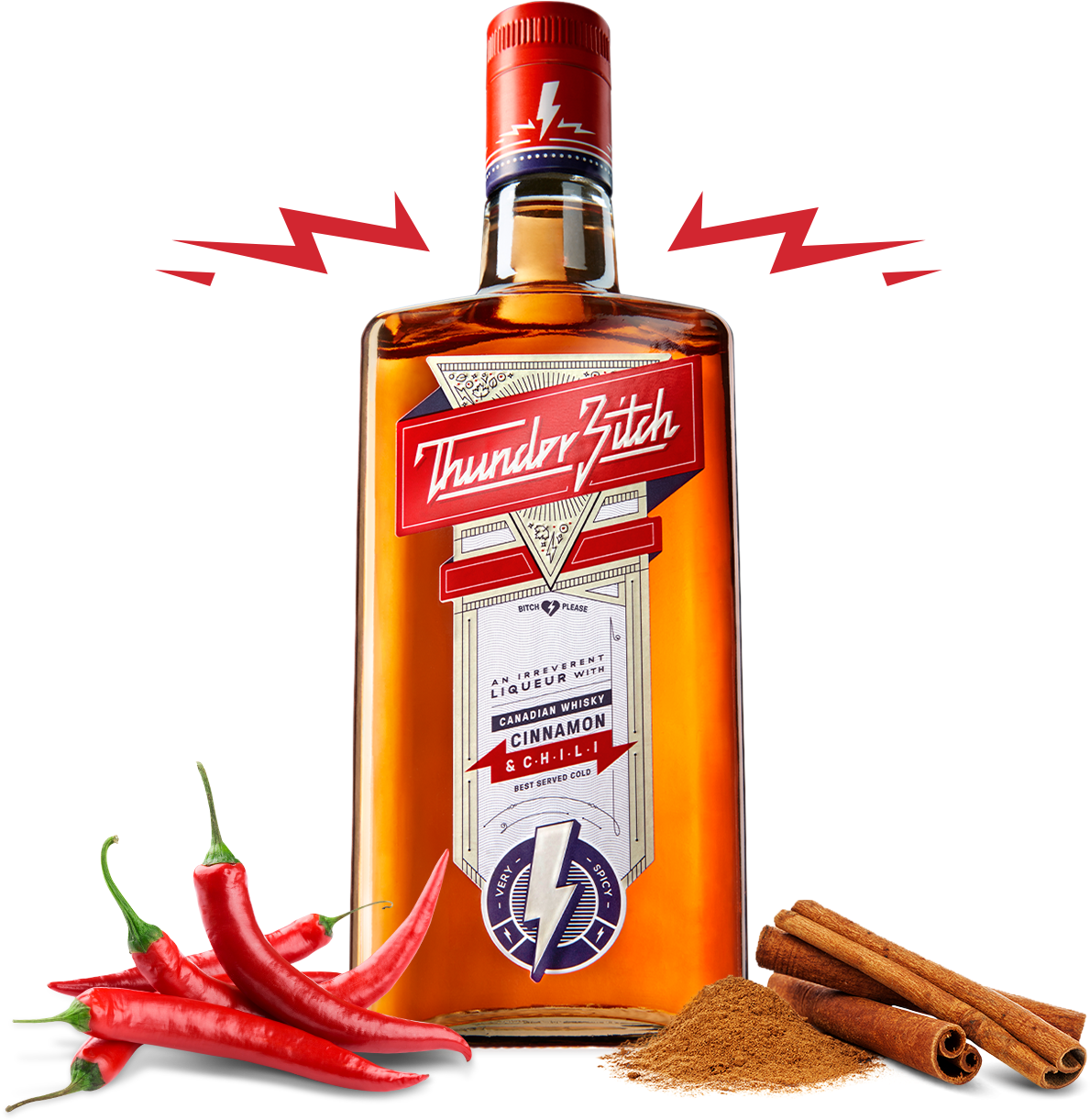 A Bottle Of Liquor Next To Chili Peppers And Cinnamon