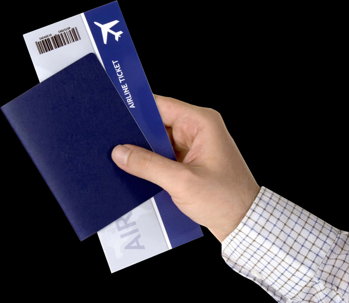 A Hand Holding A Passport And Ticket