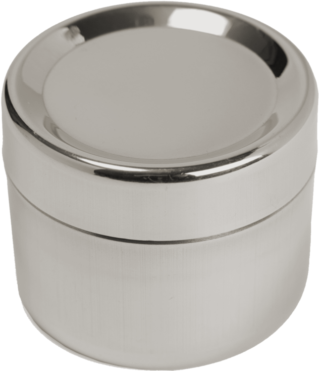 A Round Silver Container With A Round Lid