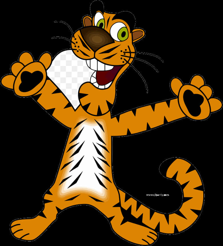 A Cartoon Tiger With Its Arms Out