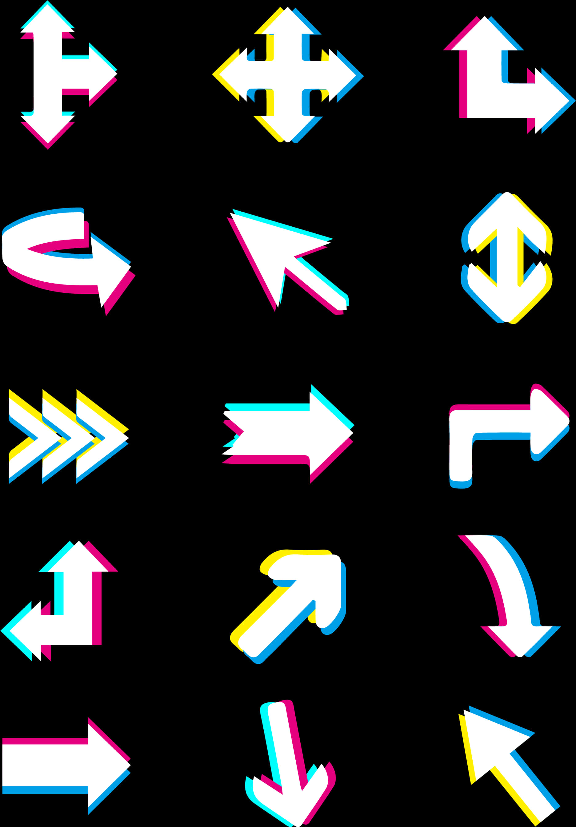 A Group Of Arrows On A Black Background