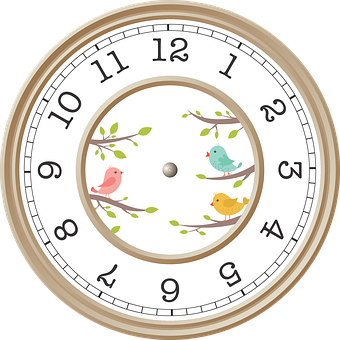 A Clock With Birds On Branches