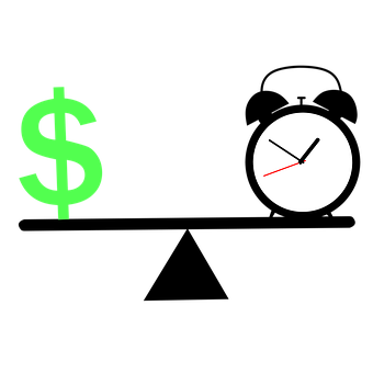 A Green Dollar Sign And A White Clock