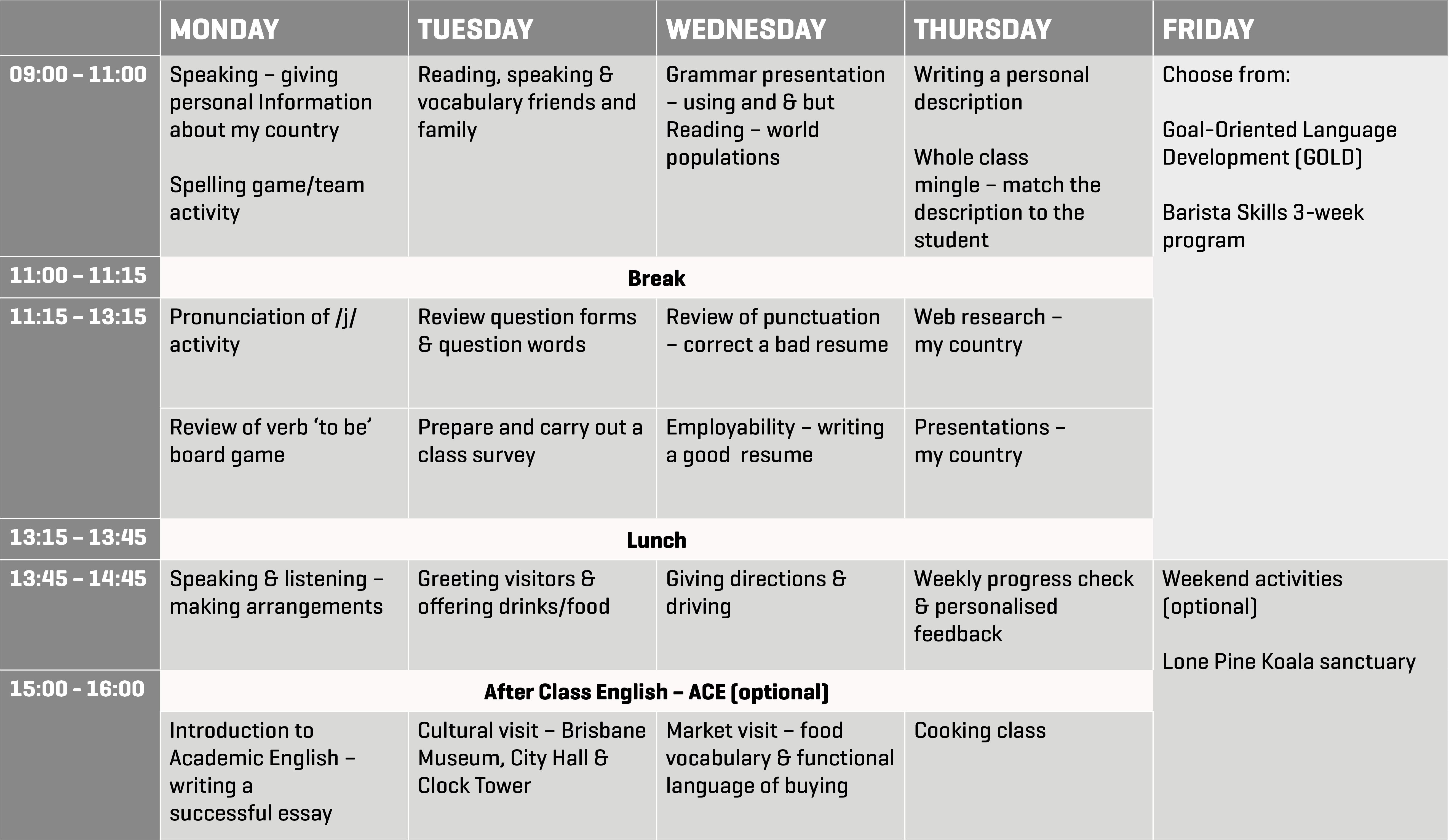 A Grey And White Weekly Schedule