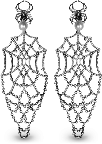 A Pair Of Earrings With Pearls And Crystals