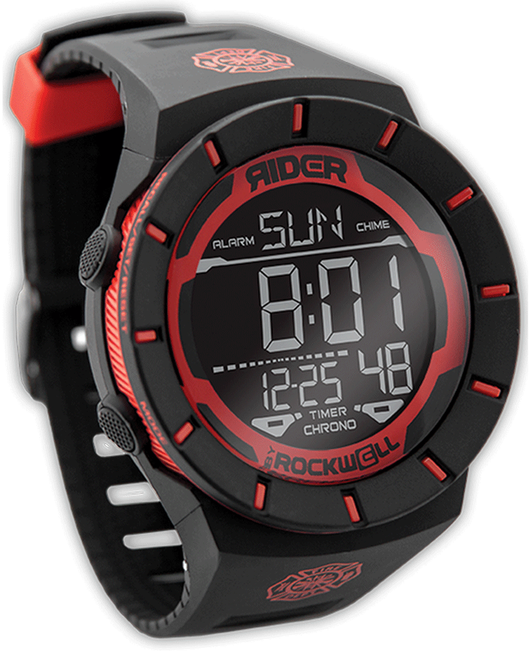 A Black And Red Digital Watch