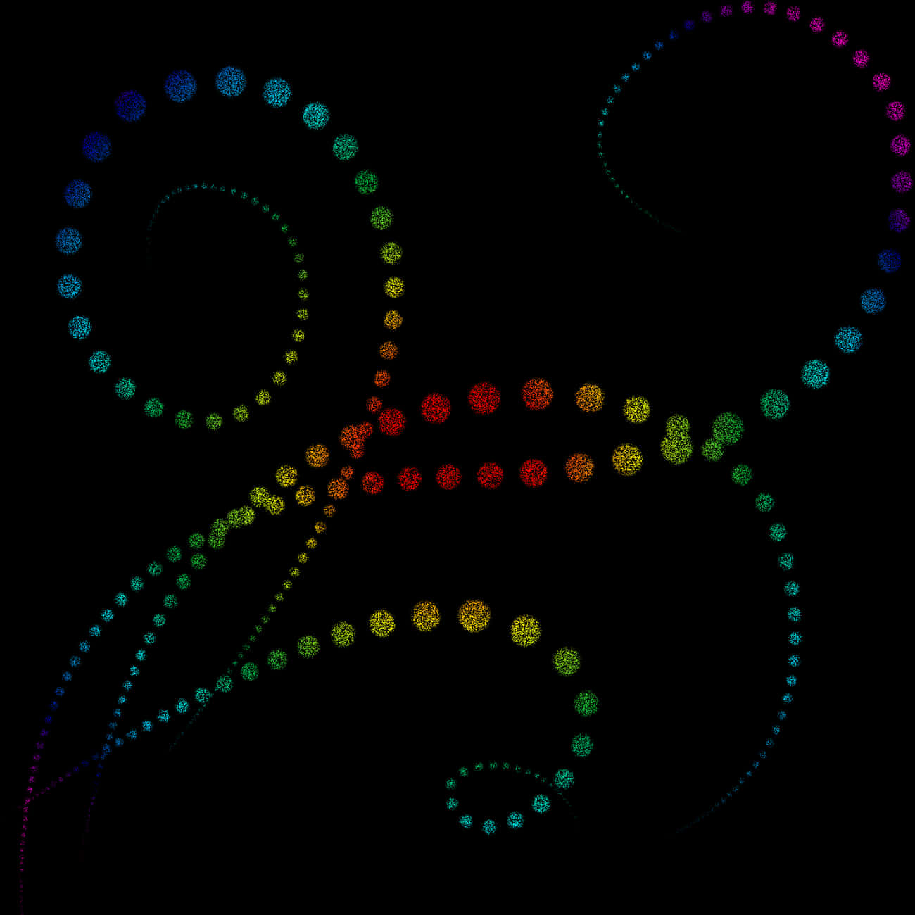 A Rainbow Colored Swirls On A Black Background