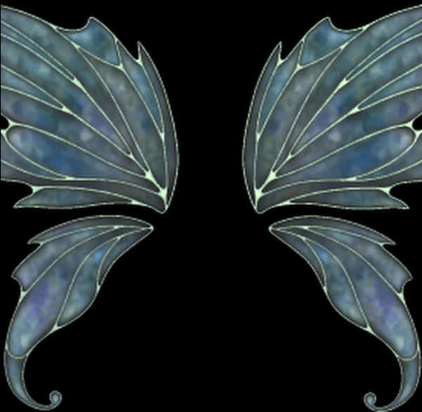 A Pair Of Wings With Blue And Green Design