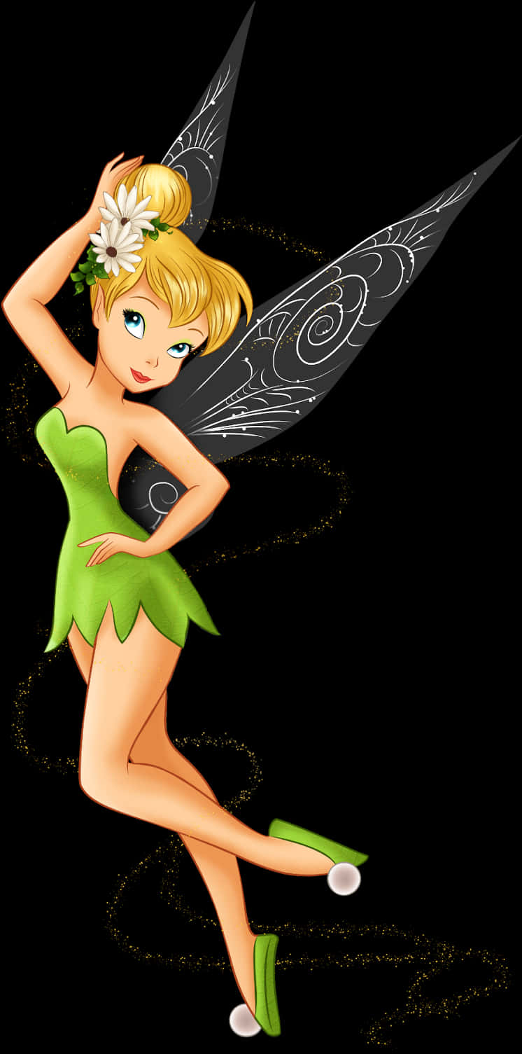 Tinkerbell With Flowers On Hair