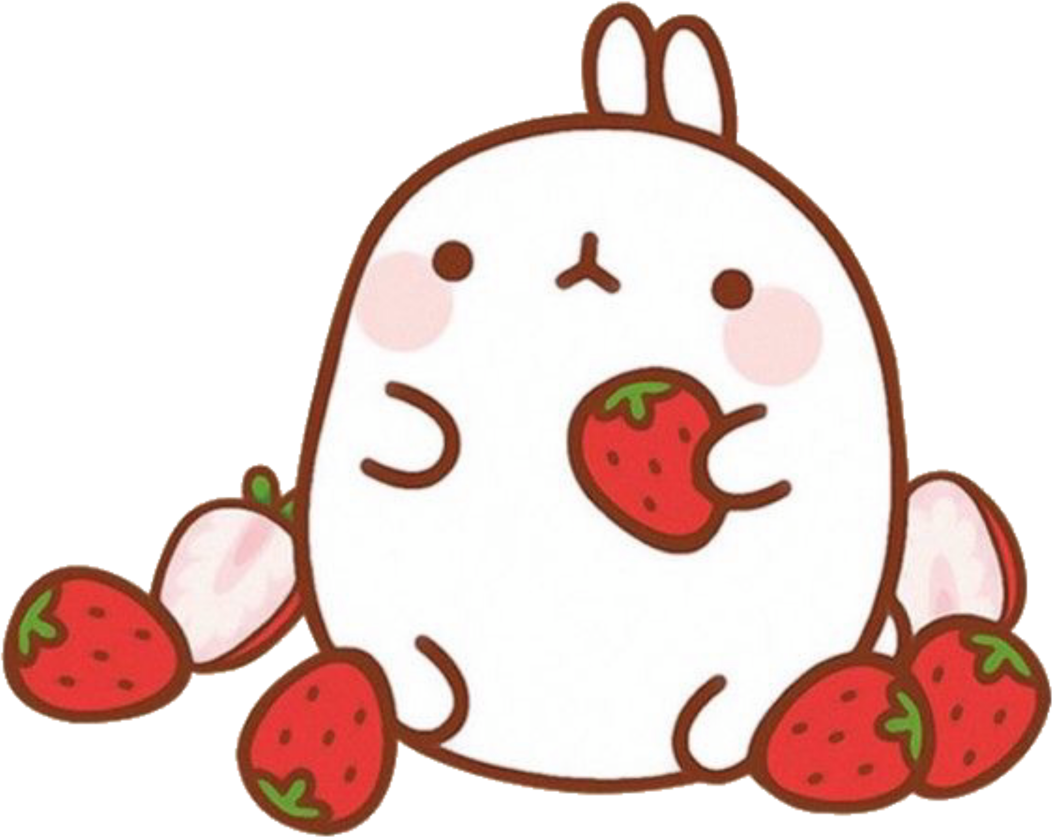 A Cartoon Rabbit With Strawberries