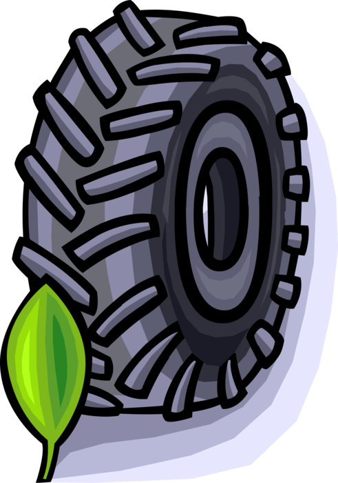 A Cartoon Of A Tire And A Leaf