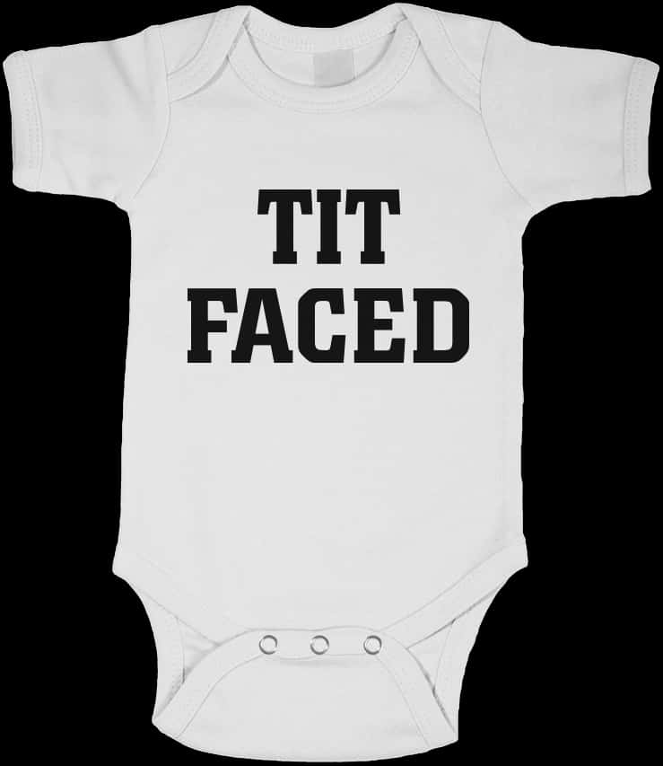 A White Baby Bodysuit With Black Text