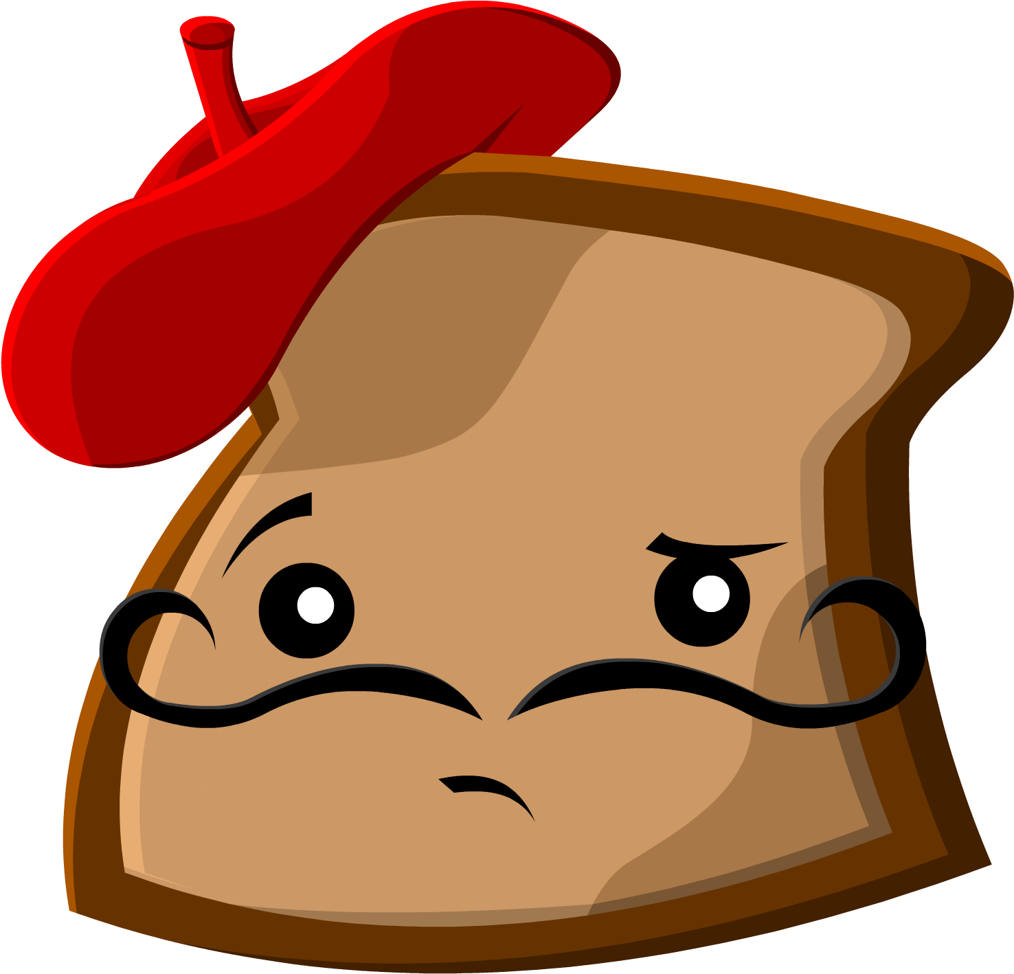 A Cartoon Of A Slice Of Bread With A Mustache And A Red Hat