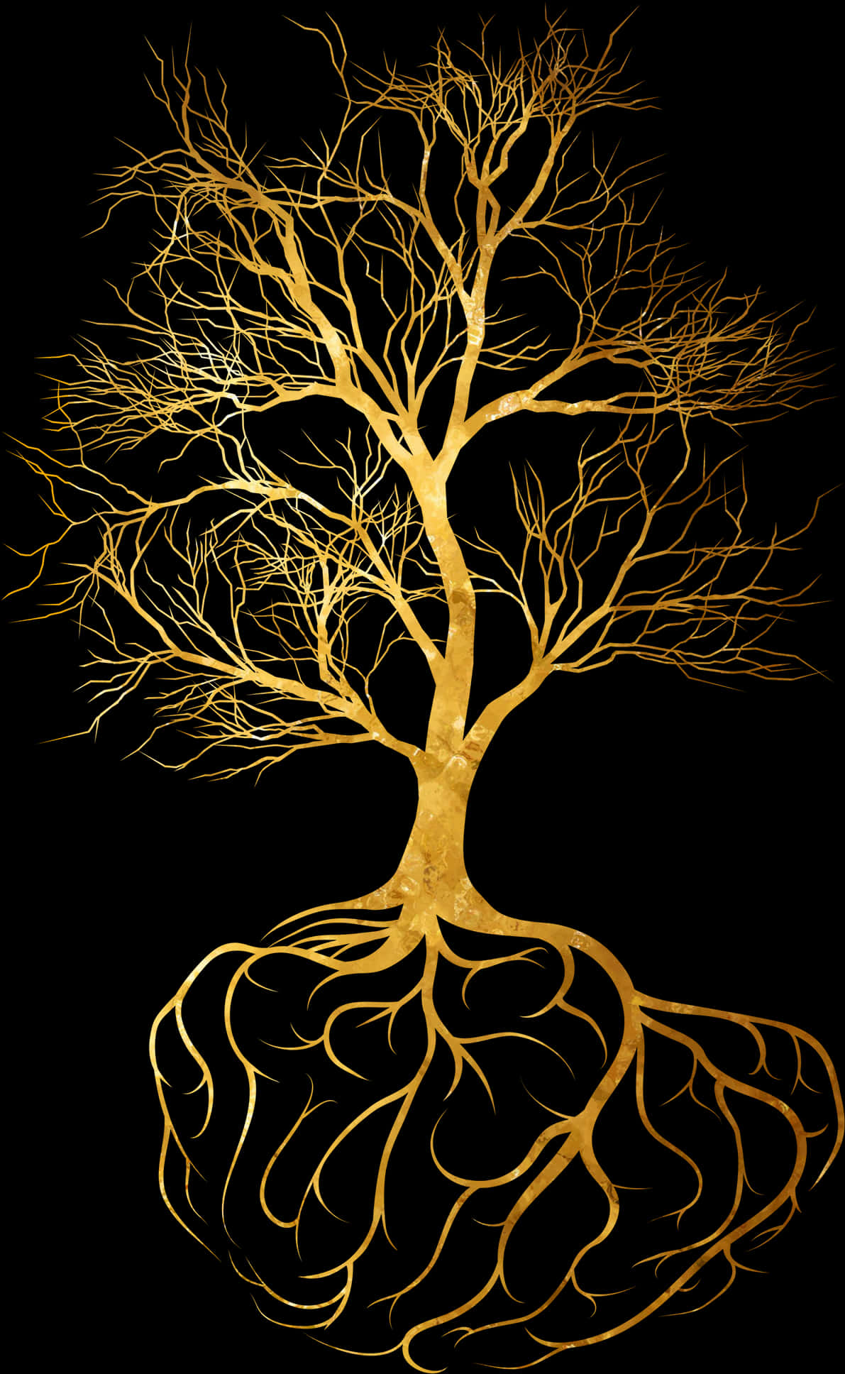 A Gold Tree With Roots