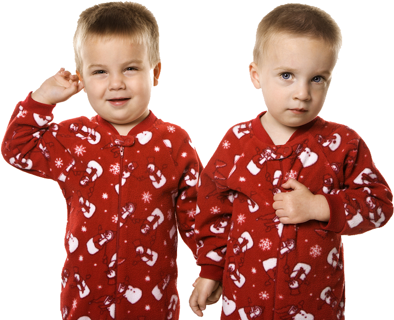 Two Young Boys Wearing Pajamas
