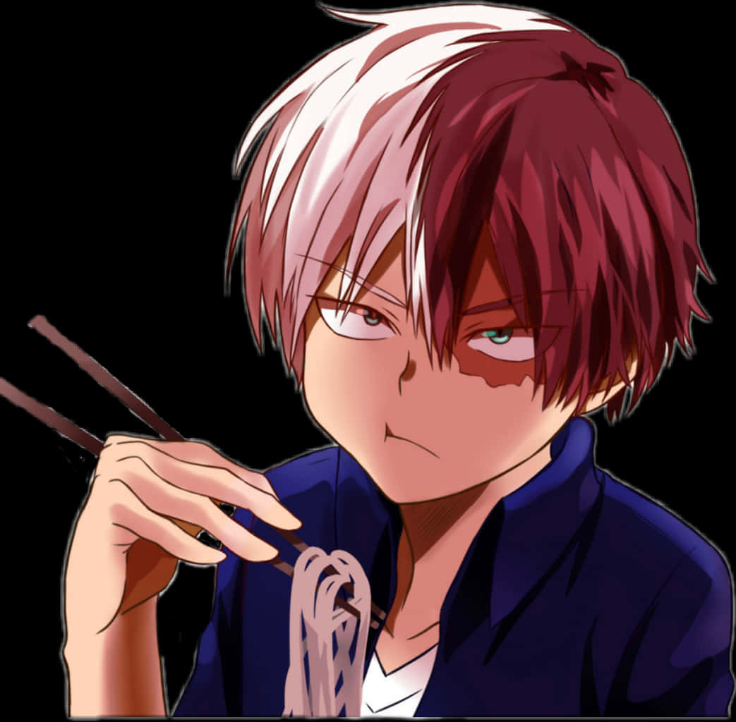 A Cartoon Of A Boy Holding Chopsticks