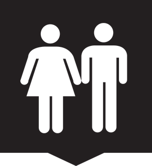 A Black And White Sign With A Man And Woman
