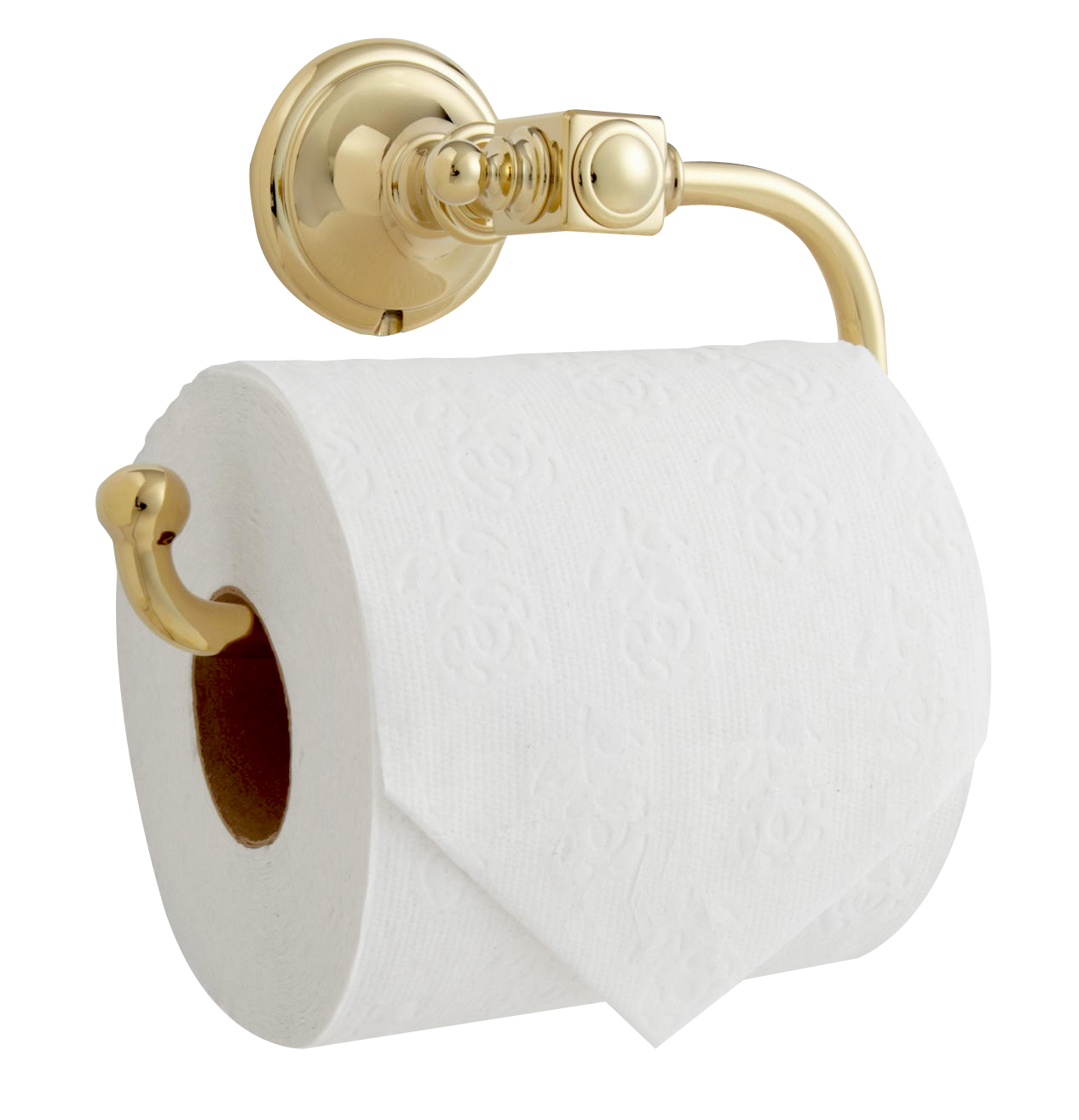A Toilet Paper Roll On A Gold Holder